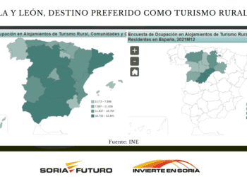 Alt: Mapas de ocupación turística rural en Soria y Castilla y León en 2021.