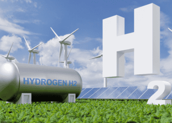 Planta de hidrógeno con aerogeneradores y paneles solares en Soria.